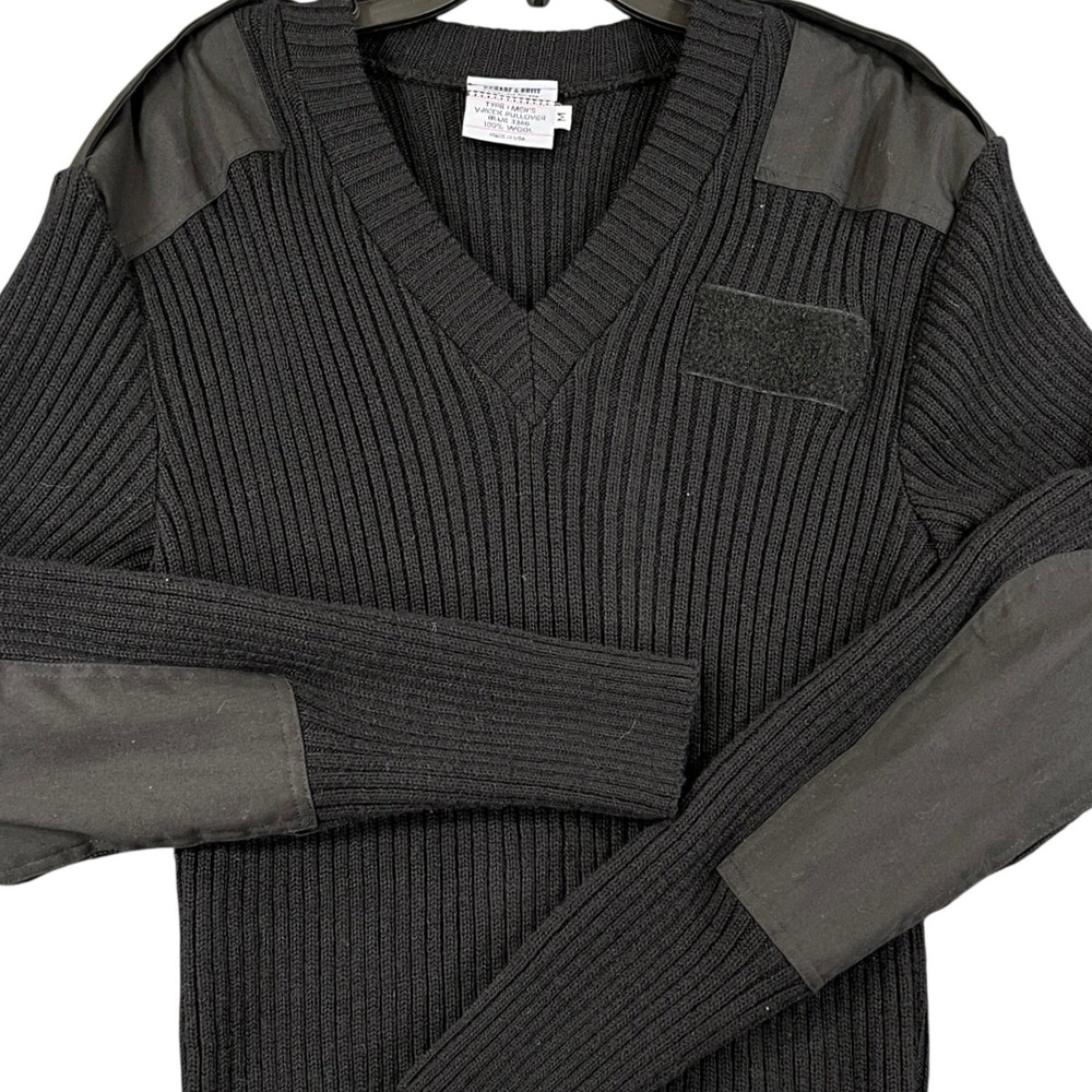 Scharf & Breit Commando Sweater Mens M Wool Patches Epaulets Security Uniform